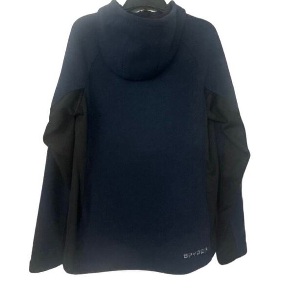 SPYDER Boundless Half Zip Hooded Waffle Knit  Sweater Frontier Blue Size Large - Picture 9 of 13